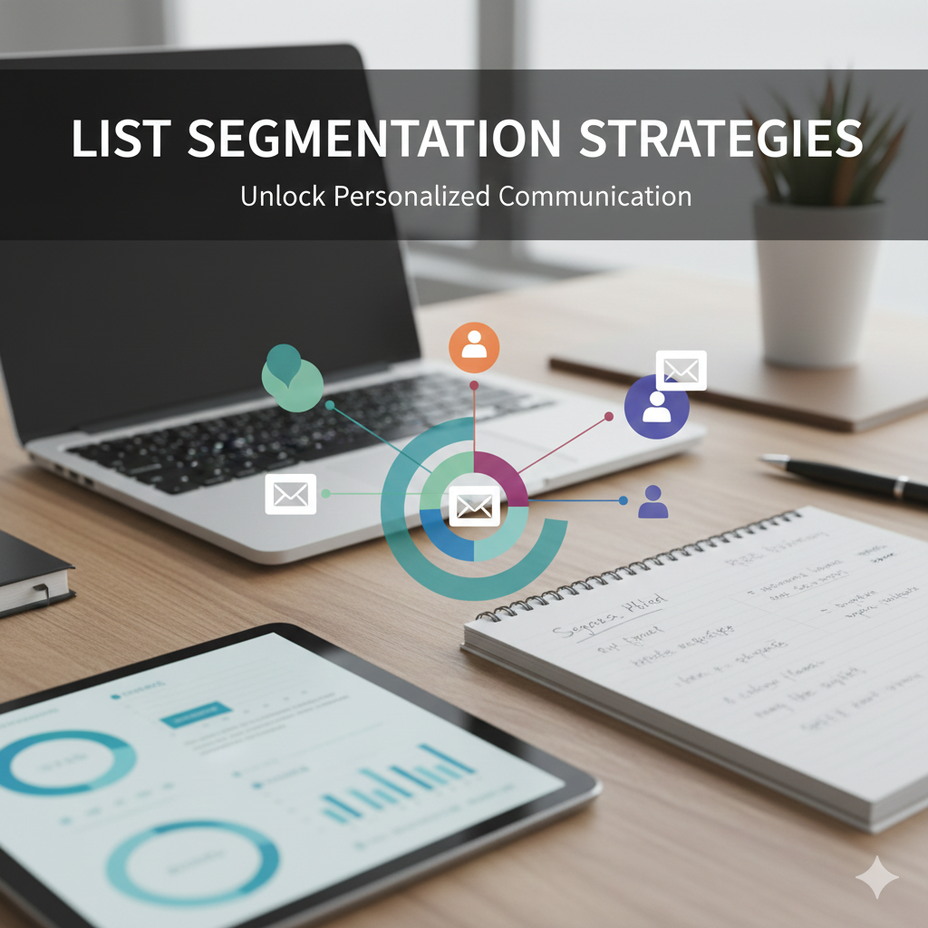 Email list segmentation dashboard showing groups of subscribers divided by interests and engagement levels.