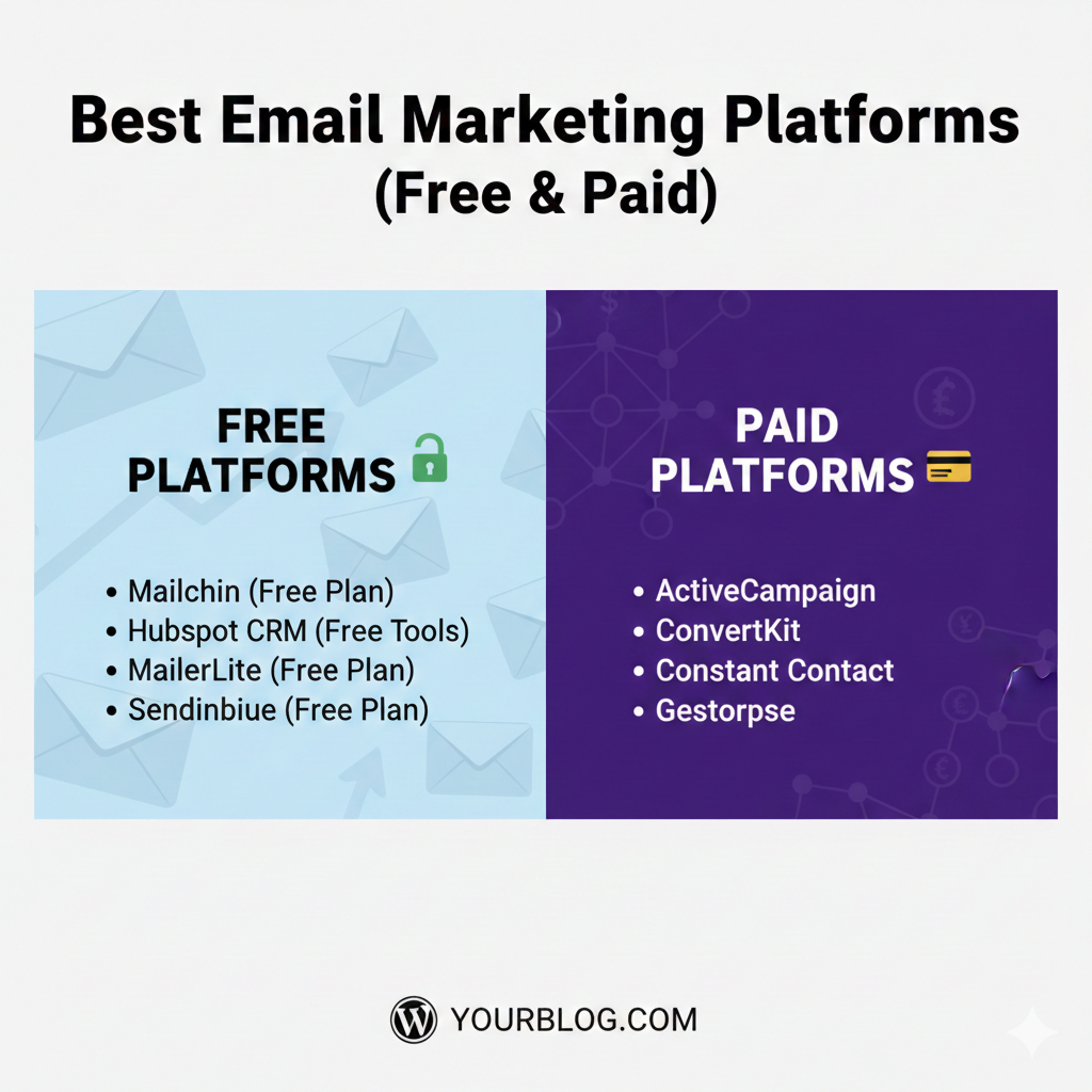 Best free and paid email marketing platforms comparison for businesses in 2025